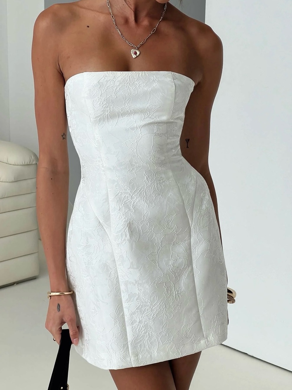 Strapless White Mini Dress